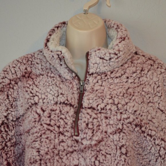 Sz L Altar’d State Maroon Zip Wubby Teddy Pullover - Picture 2 of 10